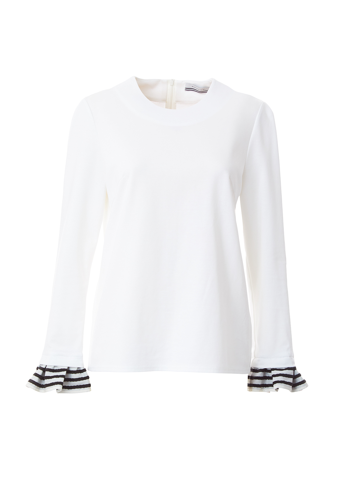 ボーダーズアットバルコニー KHAKI RUFFLED CUFF TEE