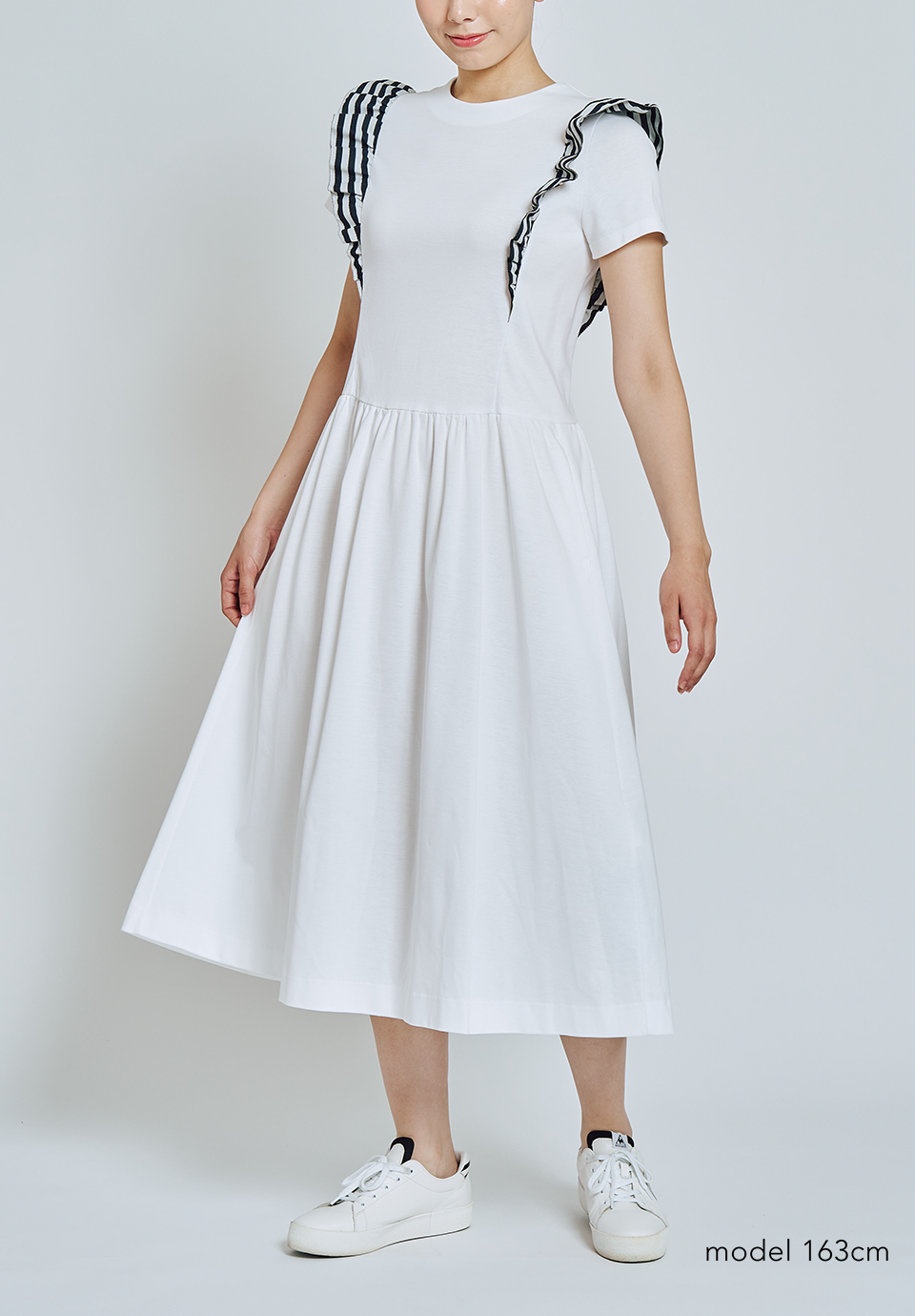 RUFFLE SHOULDER TEE DRESS