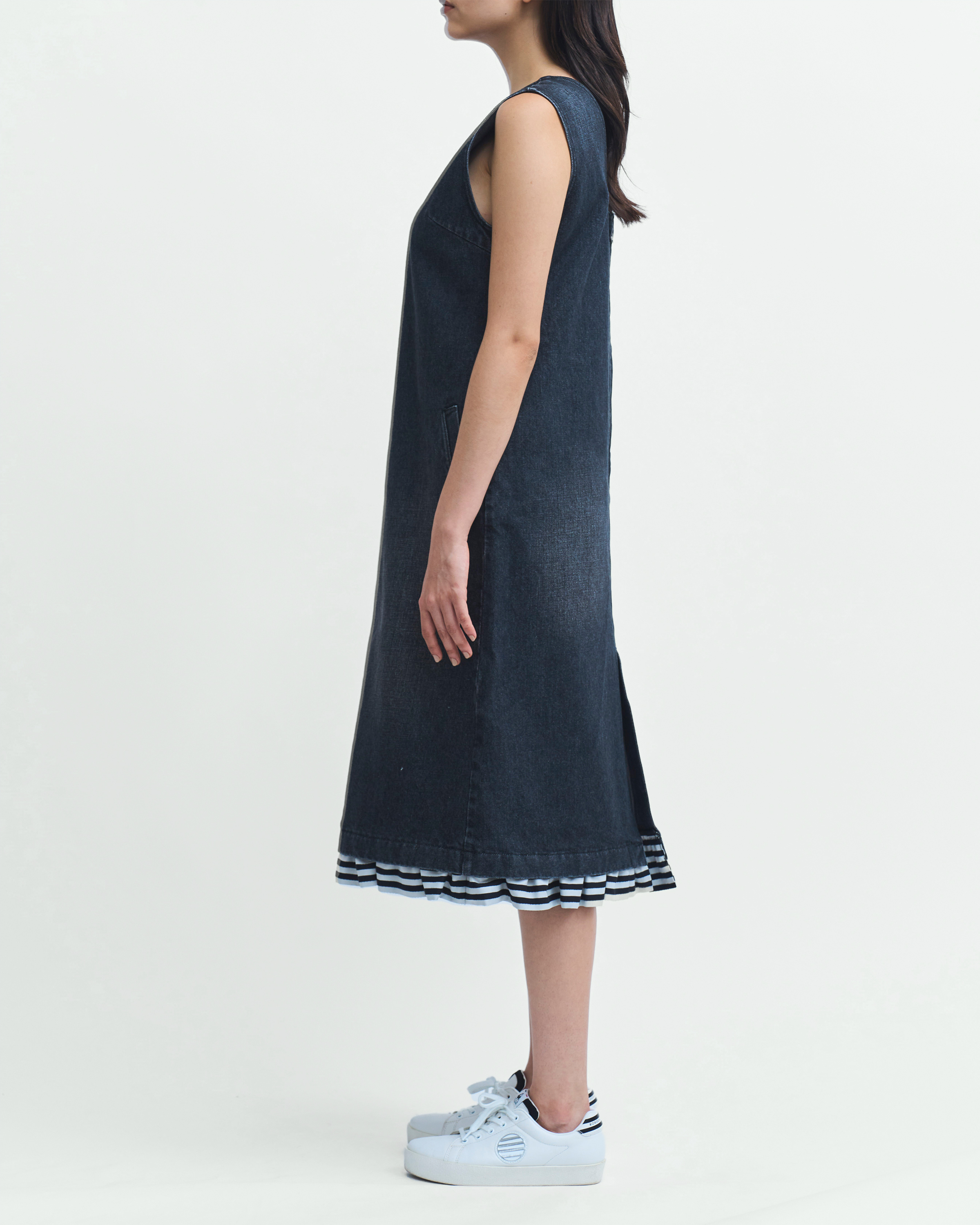 DENIM FRILLED DRESS