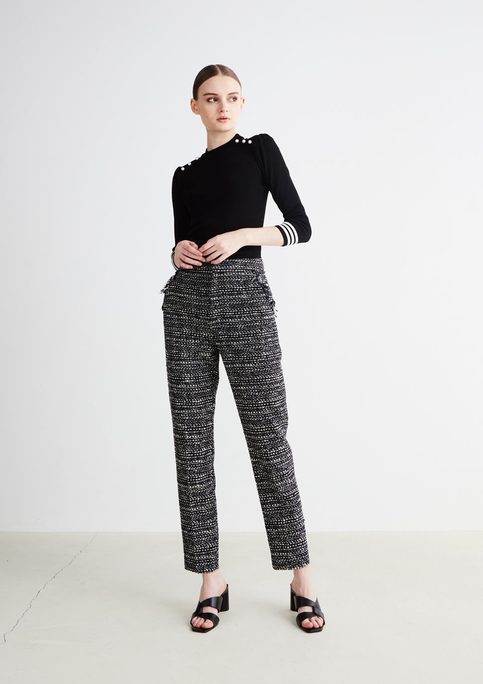 bordersatbalcony TWEED TAPERED PANTS-