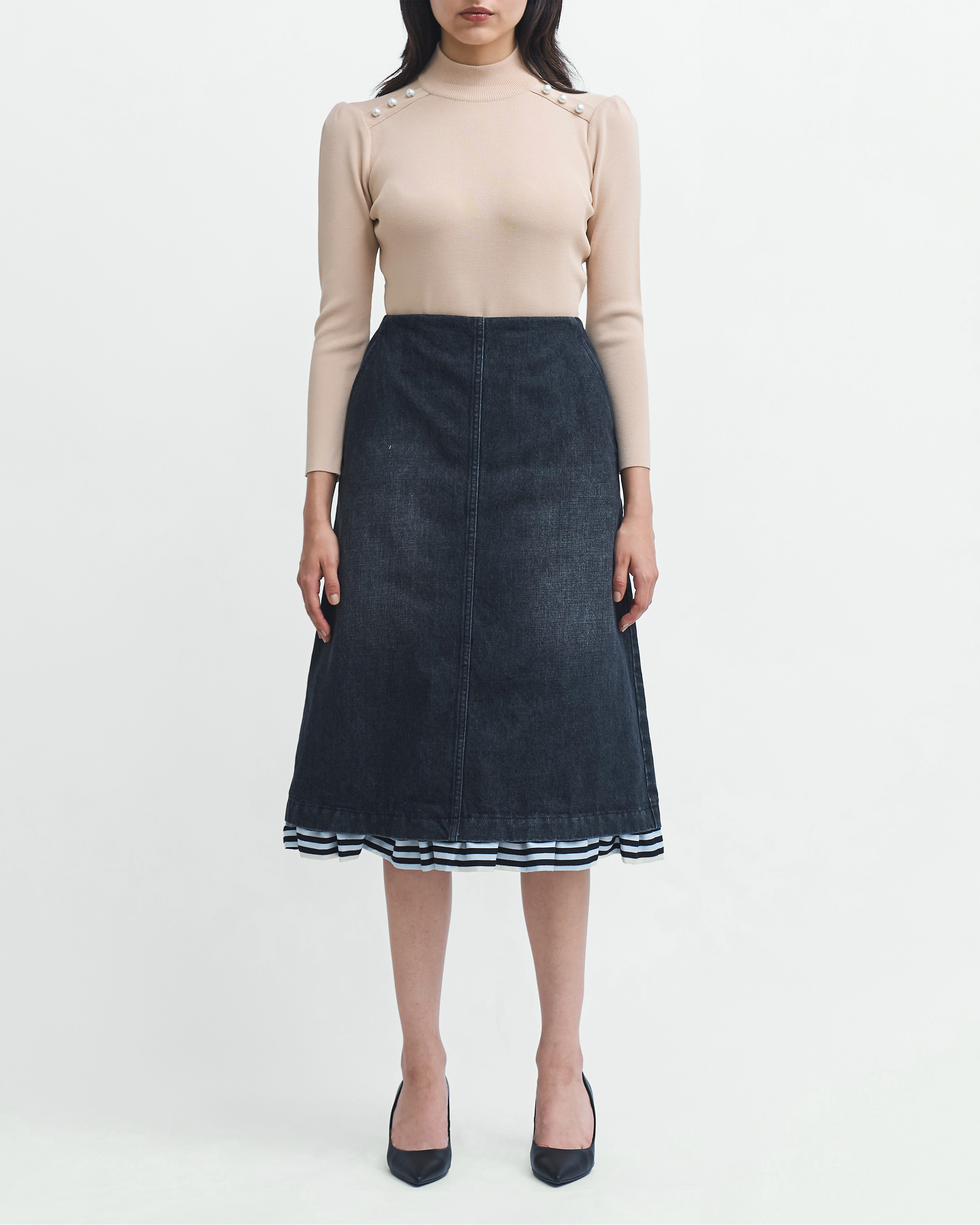 DENIM FRILLED SKIRT